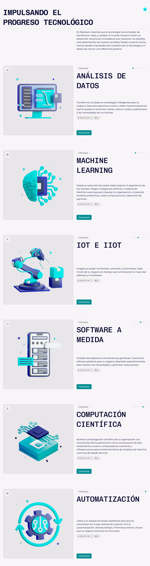 Página de servicios: análisis de datos, machine learning, IoT y más
