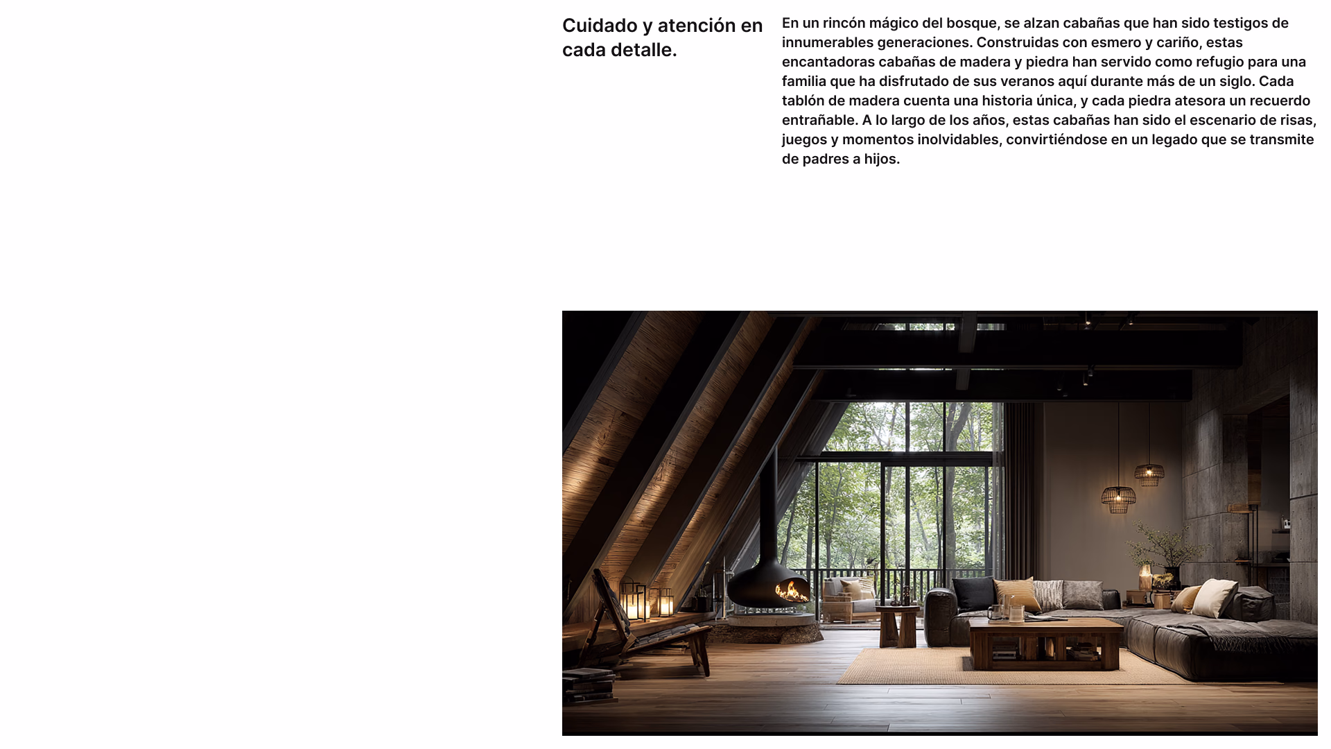 Interior con ventanales hacia el bosque
