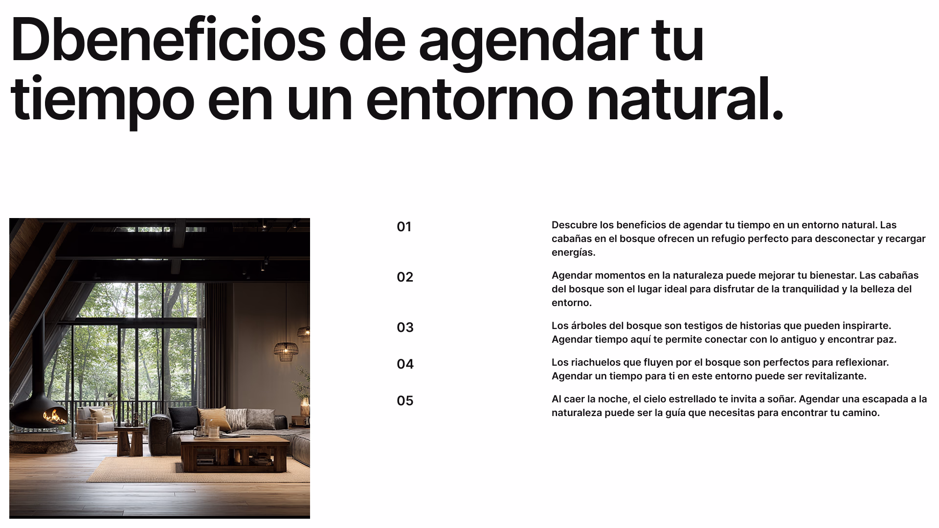 Sección de beneficios de descansar en un entorno natural