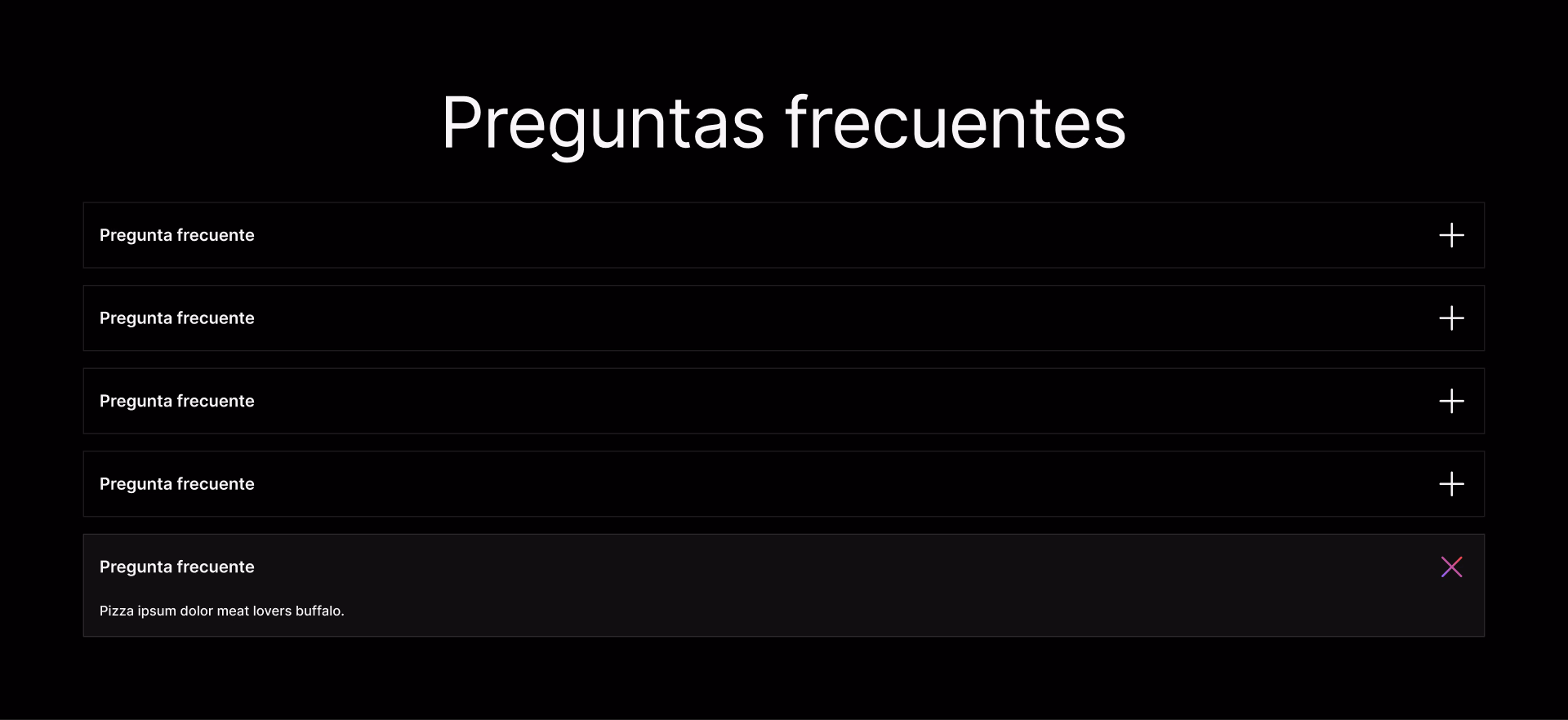 Sección de preguntas frecuentes