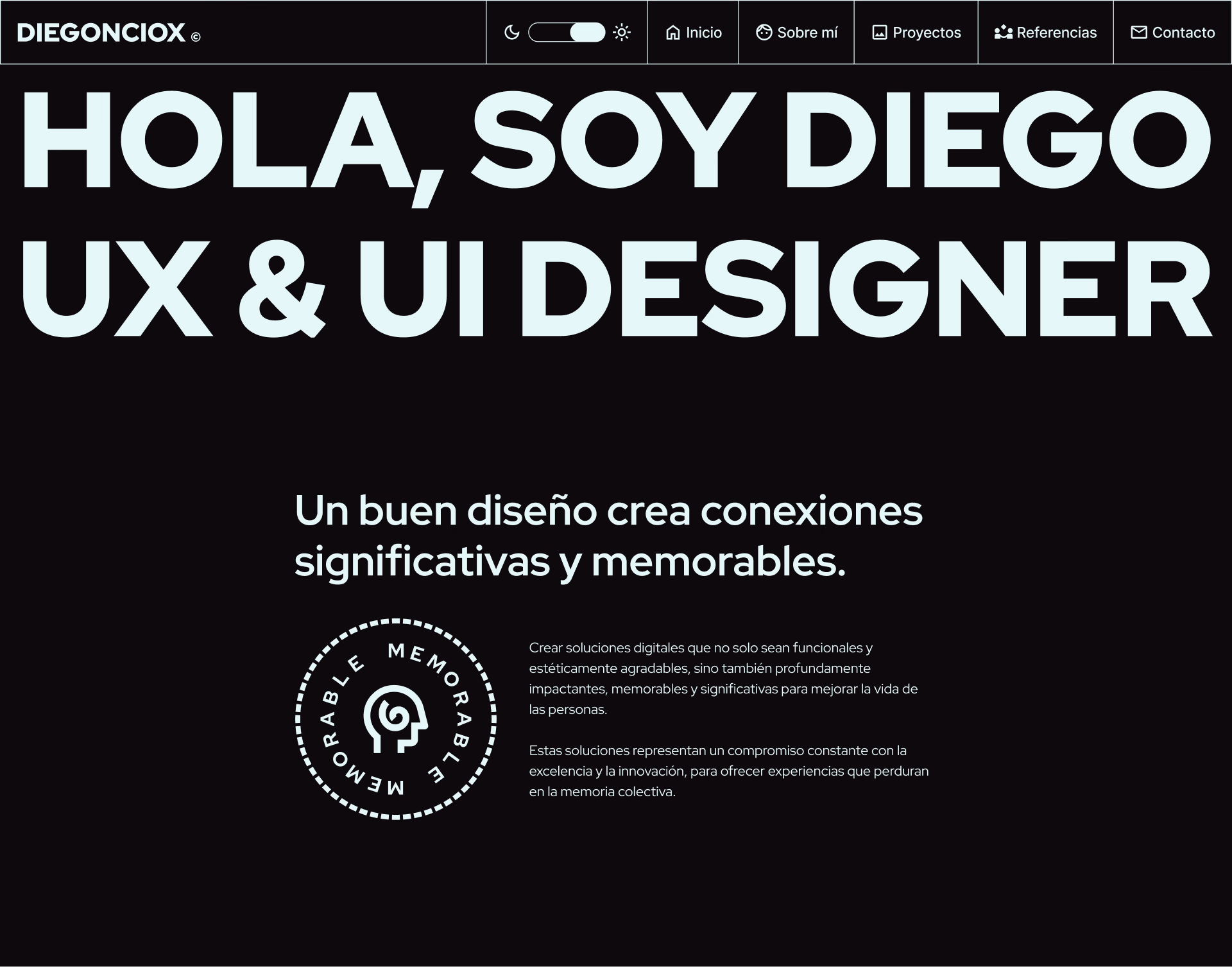 Portada del portafolio 2023: «Hola, soy Diego. UX & UI Designer»