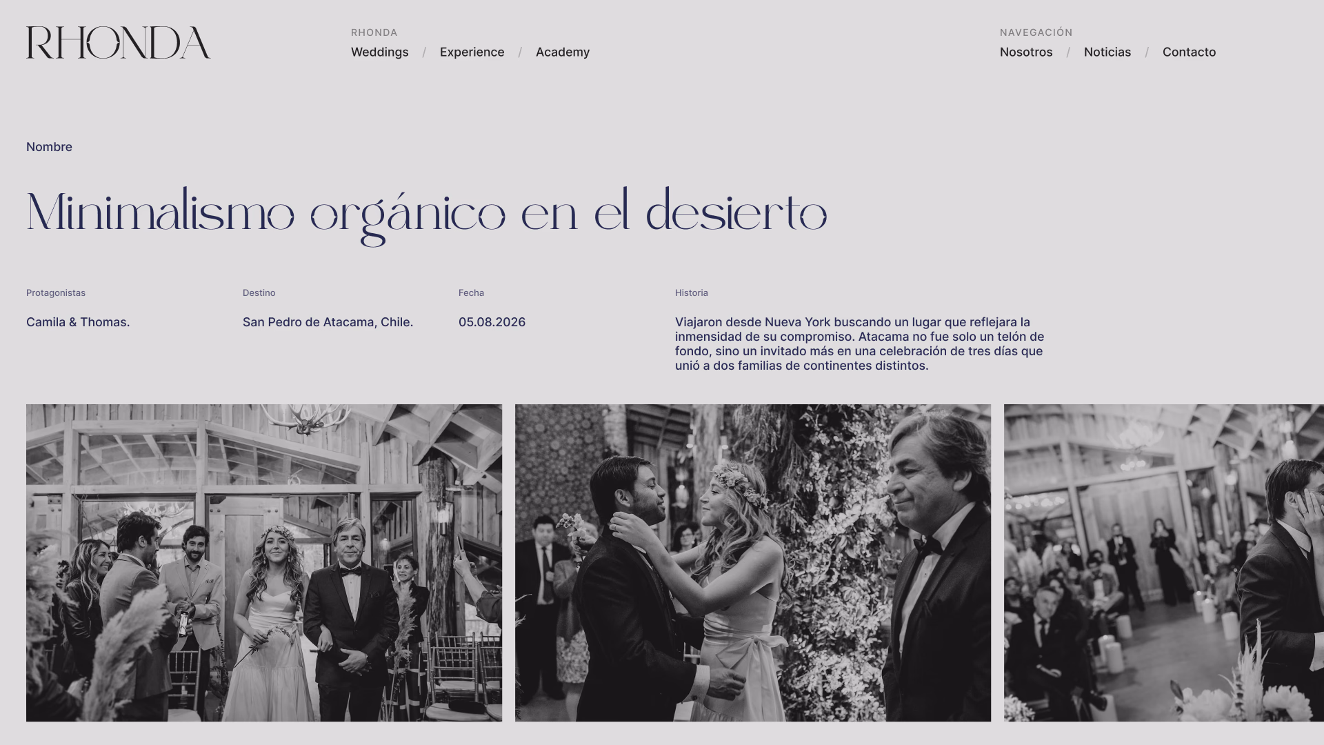 Caso «Minimalismo orgánico en el desierto» con fotografías en blanco y negro