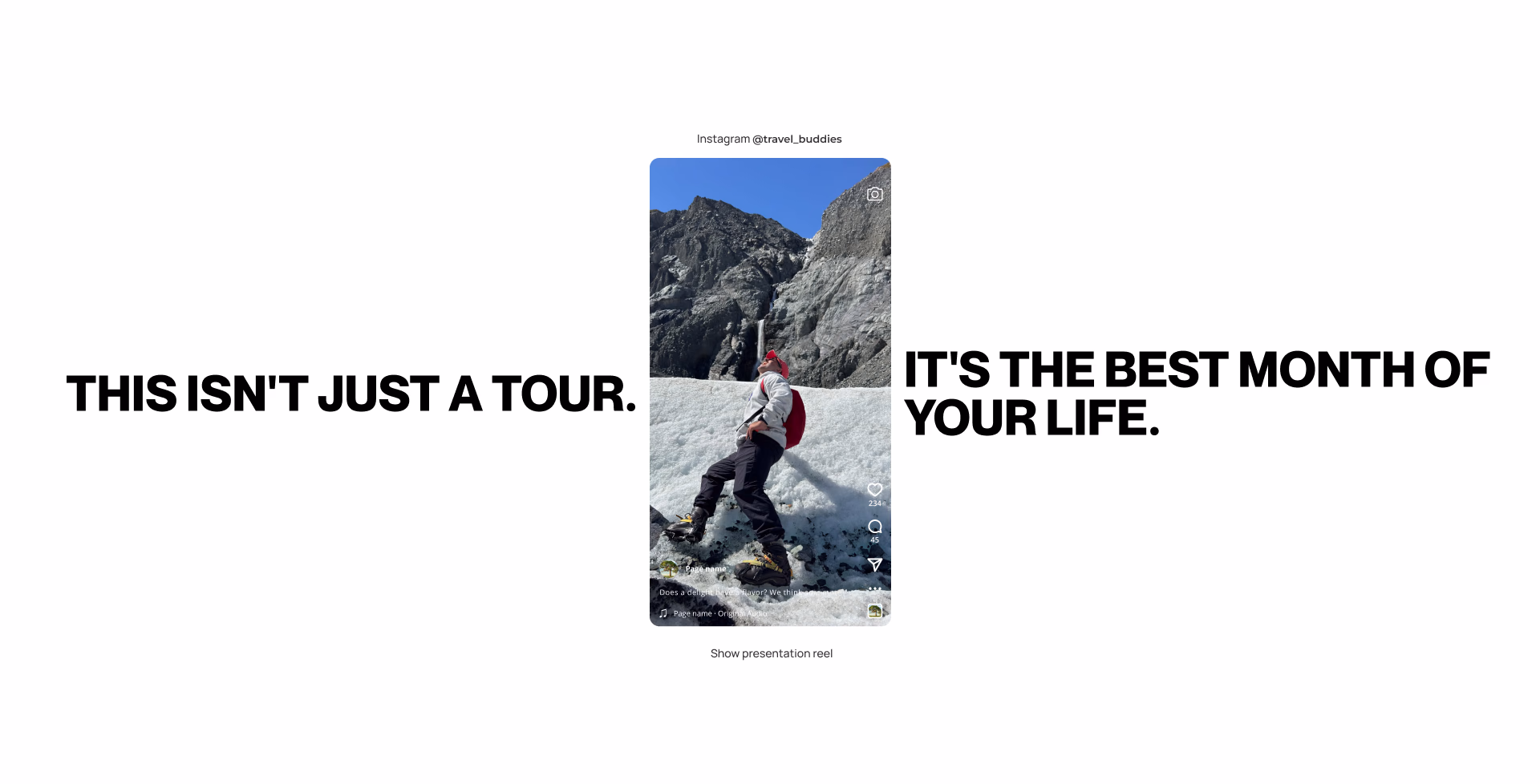 Bloque «This isn't just a tour» con fotografía de montaña